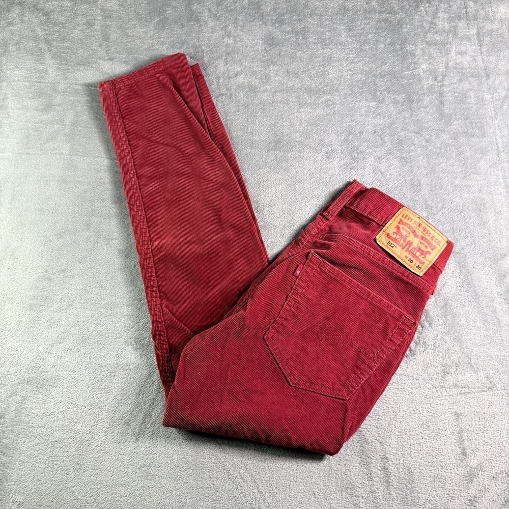 Levis Mens 30x30 512 Slim Taper Corduroy Pants Red